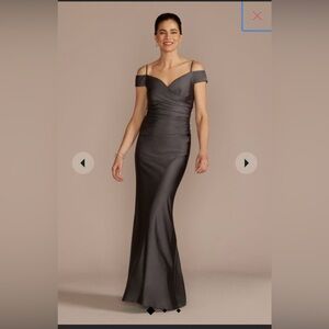 Oleg Cassini Off-the-Shoulder Ruched Sheath with Buttons